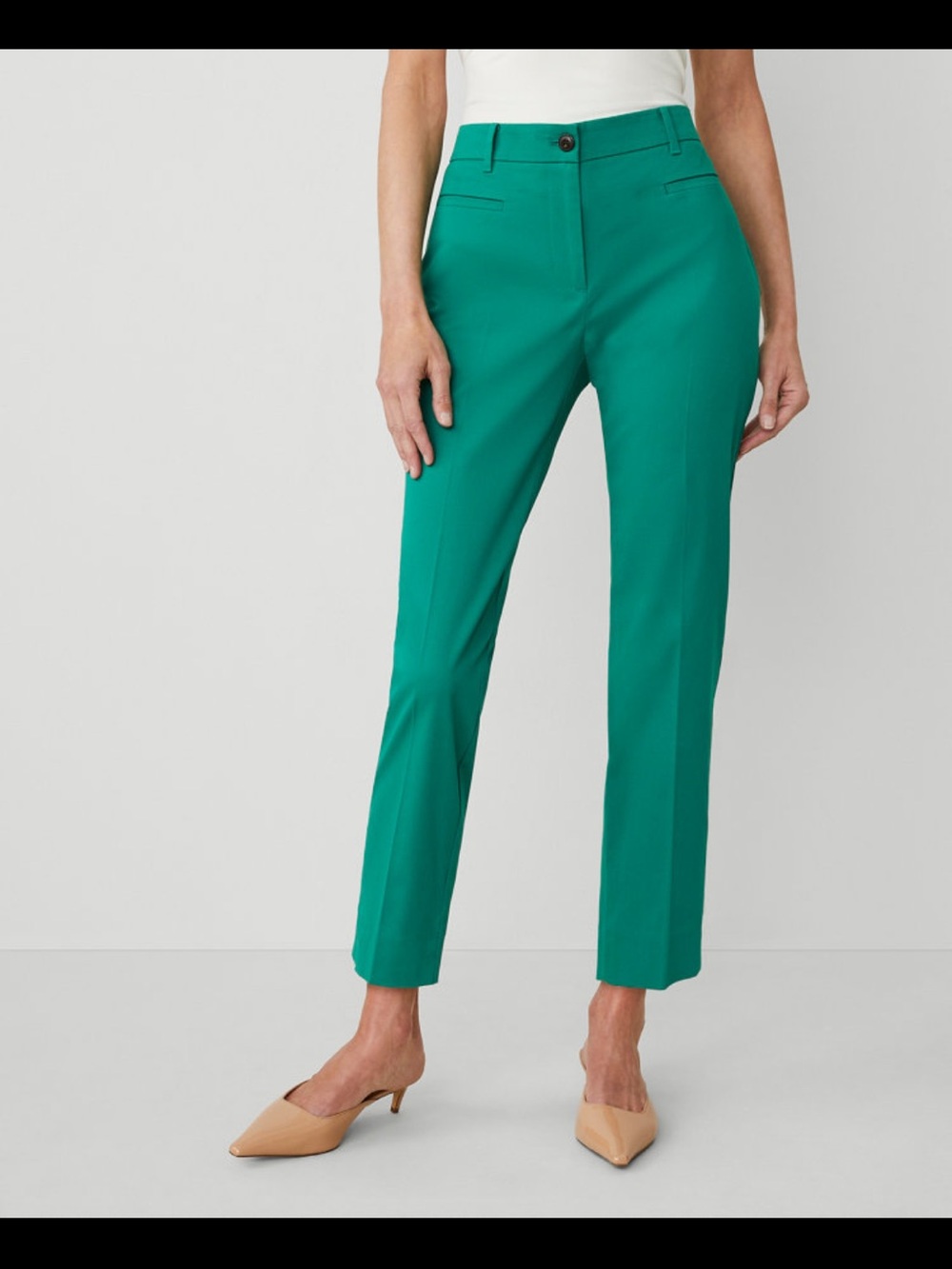 NWOT Ann Taylor Cotton Crop Pants Curvy Fit Green Size 12